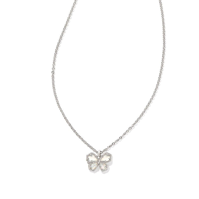 Kendra Scott : Mae Silver Butterfly Short Pendant Necklace in Ivory Mother of Pearl - Kendra Scott : Mae Silver Butterfly Short Pendant Necklace in Ivory Mother of Pearl