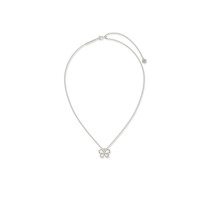 Kendra Scott : Mae Silver Butterfly Short Pendant Necklace in Ivory Mother of Pearl - Kendra Scott : Mae Silver Butterfly Short Pendant Necklace in Ivory Mother of Pearl