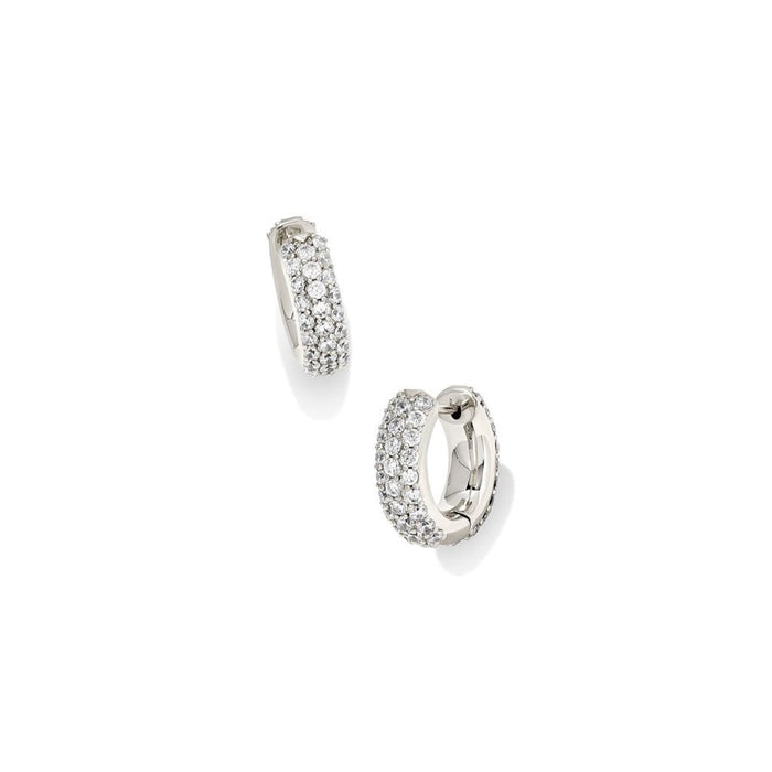 Kendra Scott : Mikki Pave Huggie Earrings in Silver - Kendra Scott : Mikki Pave Huggie Earrings in Silver