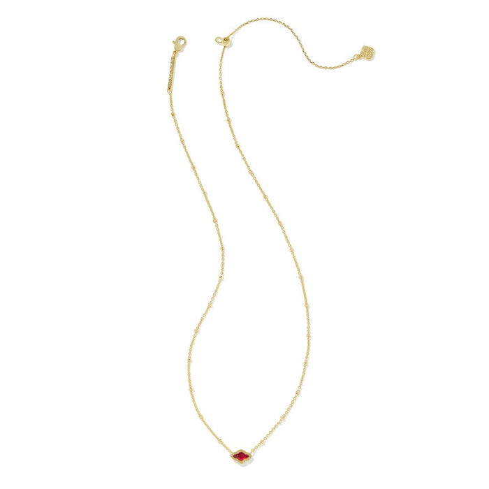 Kendra Scott : Mini Abbie Gold Satellite Short Pendant Necklace in Cranberry Illusion - Kendra Scott : Mini Abbie Gold Satellite Short Pendant Necklace in Cranberry Illusion