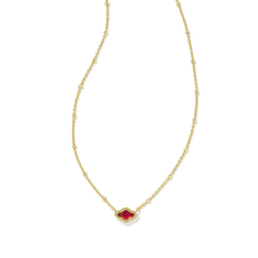 Kendra Scott : Mini Abbie Gold Satellite Short Pendant Necklace in Cranberry Illusion - Kendra Scott : Mini Abbie Gold Satellite Short Pendant Necklace in Cranberry Illusion