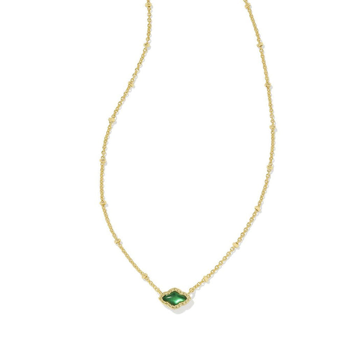 Kendra Scott : Mini Abbie Gold Satellite Short Pendant Necklace in Green Illusion - Kendra Scott : Mini Abbie Gold Satellite Short Pendant Necklace in Green Illusion