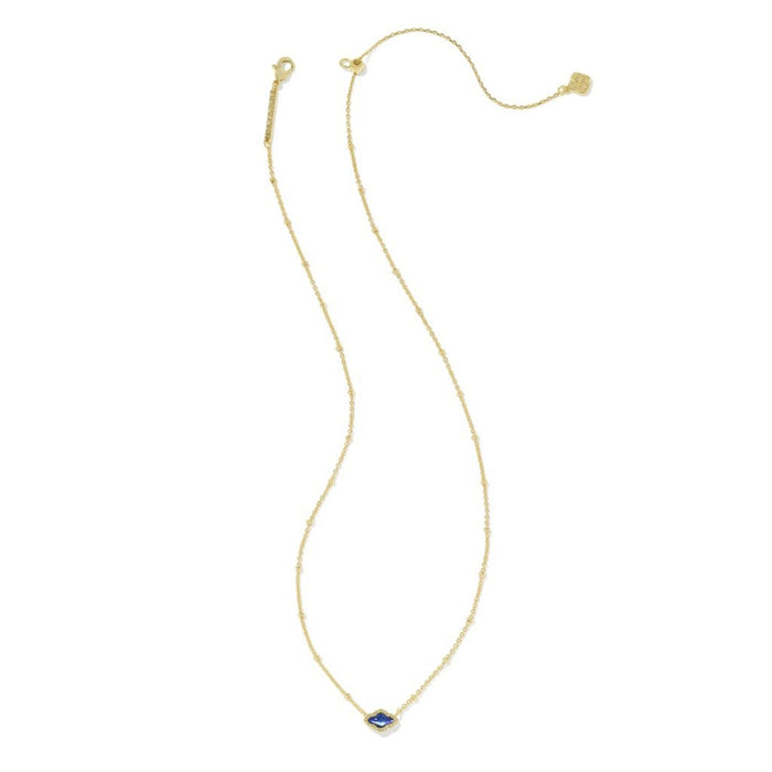 Kendra Scott : Mini Abbie Gold Satellite Short Pendant Necklace in Navy Abalone - Kendra Scott : Mini Abbie Gold Satellite Short Pendant Necklace in Navy Abalone