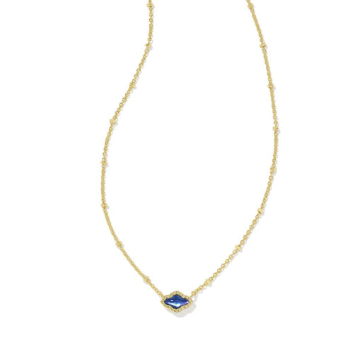 Kendra Scott : Mini Abbie Gold Satellite Short Pendant Necklace in Navy Abalone - Kendra Scott : Mini Abbie Gold Satellite Short Pendant Necklace in Navy Abalone