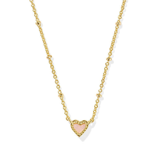 Kendra Scott : Mini Ari Heart Gold Satellite Short Pendant Necklace in Rose - Kendra Scott : Mini Ari Heart Gold Satellite Short Pendant Necklace in Rose