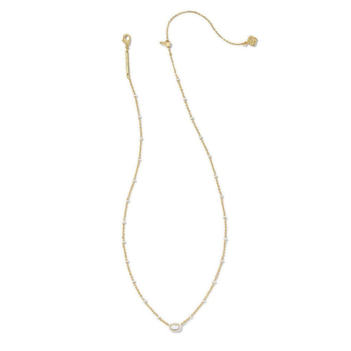 Kendra Scott : Mini Elisa Enamel Frame Short Pendant Necklace Gold - White Mother Of Pearl - Kendra Scott : Mini Elisa Enamel Frame Short Pendant Necklace Gold - White Mother Of Pearl