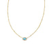 Close-up of Kendra Scott Mini Elisa turquoise magnesite pendant on gold satellite chain