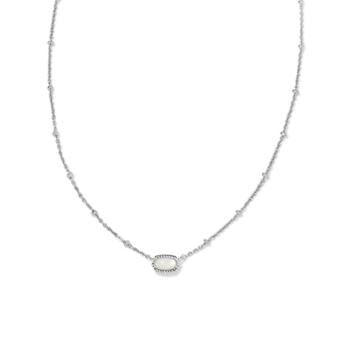 Kendra Scott : Mini Elisa Satellite Short Pendant Necklace in Silver Ivory Mother of Pearl - Kendra Scott : Mini Elisa Satellite Short Pendant Necklace in Silver Ivory Mother of Pearl