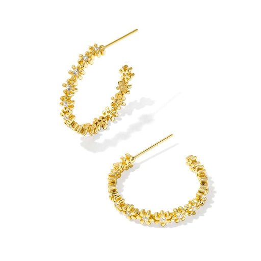 Kendra Scott : Nydia Gold Hoop Earrings in White Crystal - Kendra Scott : Nydia Gold Hoop Earrings in White Crystal