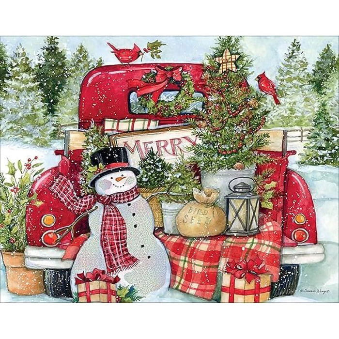 Lang : Red Truck & Snowman Boxed Christmas Cards (18 pack) - Lang : Red Truck & Snowman Boxed Christmas Cards (18 pack)