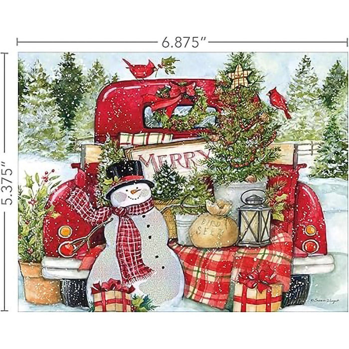 Lang : Red Truck & Snowman Boxed Christmas Cards (18 pack) - Lang : Red Truck & Snowman Boxed Christmas Cards (18 pack)