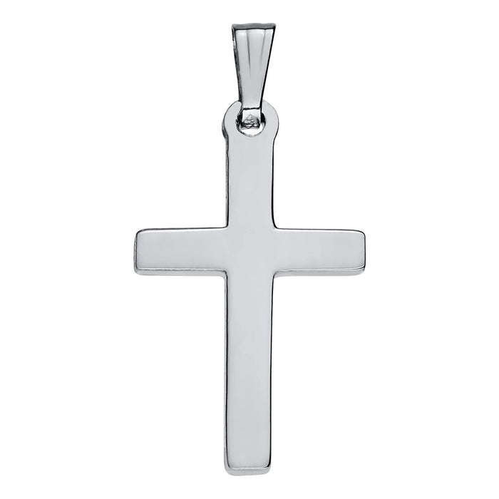 Silver cross pendant on a white background