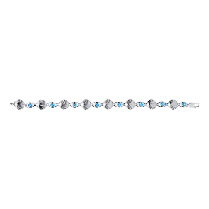 LeStage® Cape Cod : Evening Tide - Sterling Silver Scallop Bracelet Sky Blue Topaz - LeStage® Cape Cod : Evening Tide - Sterling Silver Scallop Bracelet Sky Blue Topaz