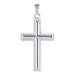 Silver cross pendant on a white background