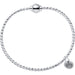 Silver bracelet with a heart charm on a white background