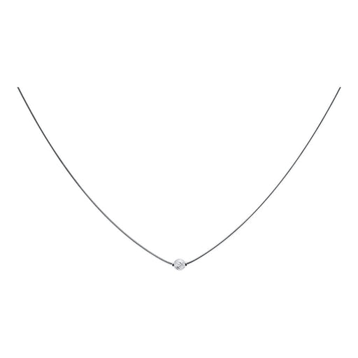 Delicate necklace with a small diamond pendant on a white background
