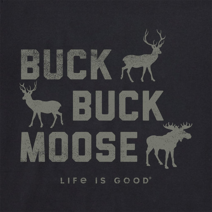 Life Is Good : Men's Buck Buck Moose Long Sleeve Crusher Tee in Faded Black - Life Is Good : Men's Buck Buck Moose Long Sleeve Crusher Tee in Faded Black