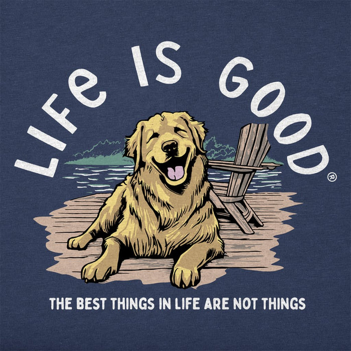 Life Is Good : Men's Fineline Best Things Golden Dock Crusher Tee in Darkest Blue - Life Is Good : Men's Fineline Best Things Golden Dock Crusher Tee in Darkest Blue