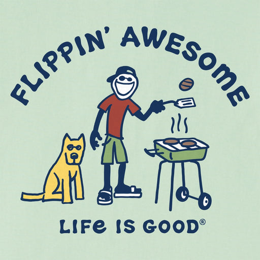 Life Is Good : Men's Flippin' Awesome Crusher Tee in Sage Green - Life Is Good : Men's Flippin' Awesome Crusher Tee in Sage Green
