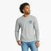 Life Is Good : Men's LIG Wordmark Stack Long Sleeve Crusher Tee in Heather Gray - Life Is Good : Men's LIG Wordmark Stack Long Sleeve Crusher Tee in Heather Gray