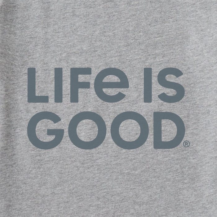 Life Is Good : Men's LIG Wordmark Stack Long Sleeve Crusher Tee in Heather Gray - Life Is Good : Men's LIG Wordmark Stack Long Sleeve Crusher Tee in Heather Gray