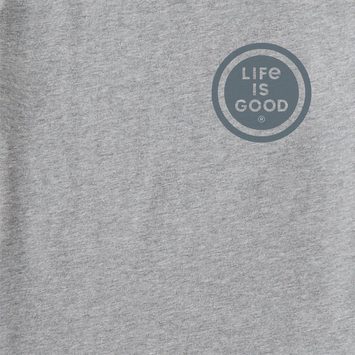 Life Is Good : Men's LIG Wordmark Stack Long Sleeve Crusher Tee in Heather Gray - Life Is Good : Men's LIG Wordmark Stack Long Sleeve Crusher Tee in Heather Gray