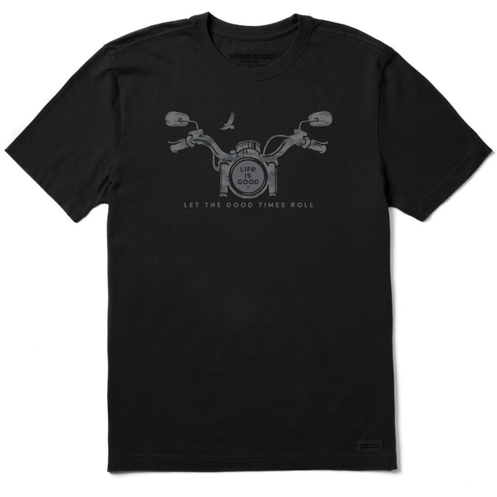 Life Is Good : Men's Motorcycle Camo Handlebars Crusher - LITE Tee in Faded Black - Life Is Good : Men's Motorcycle Camo Handlebars Crusher - LITE Tee in Faded Black