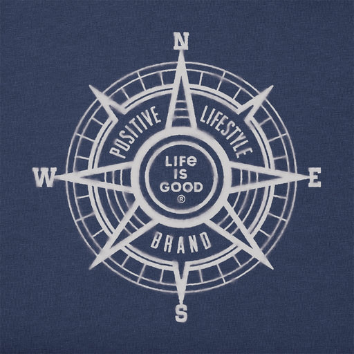 Life Is Good : Men's Positive Compass Long Sleeve Crusher - LITE Tee in Darkest Blue - Life Is Good : Men's Positive Compass Long Sleeve Crusher - LITE Tee in Darkest Blue