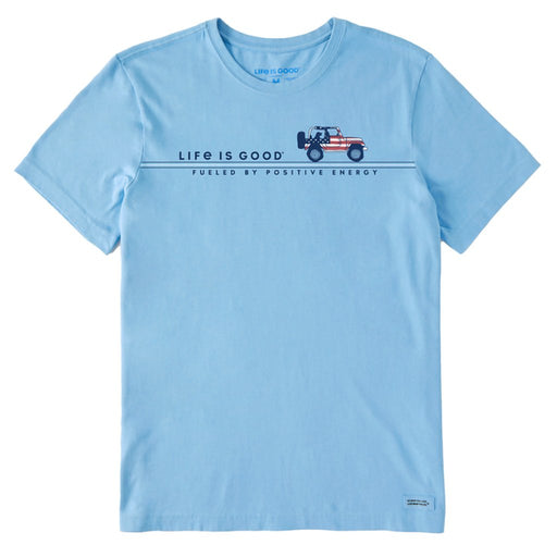 Life Is Good : Men's Positive Energy Americana ATV Crusher-LITE Tee in Cool Blue - Life Is Good : Men's Positive Energy Americana ATV Crusher-LITE Tee in Cool Blue