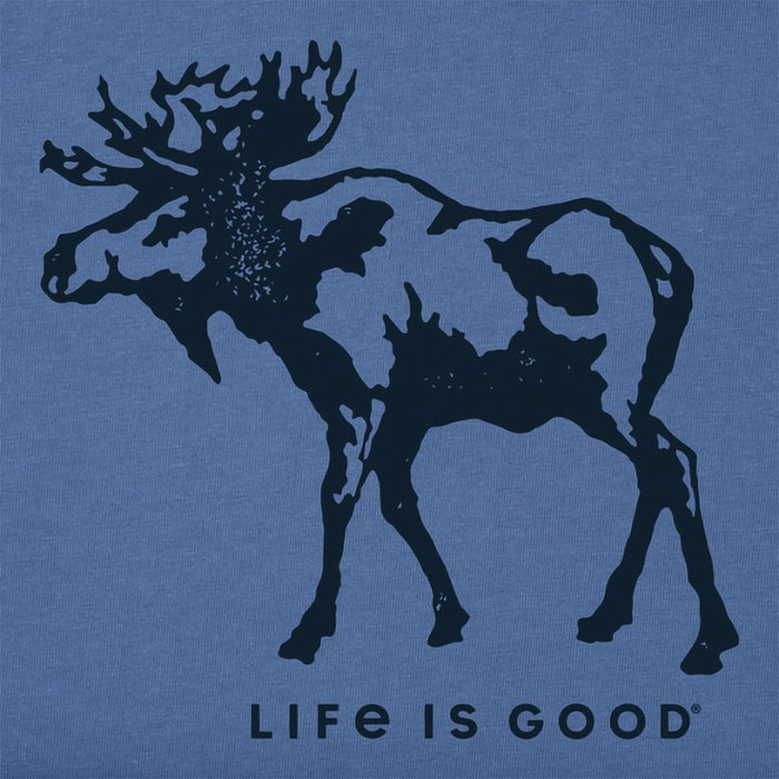 Life Is Good : Men's Simple Moose - Long Sleeve Crusher - LITE Tee in Vintage Blue - Life Is Good : Men's Simple Moose - Long Sleeve Crusher - LITE Tee in Vintage Blue