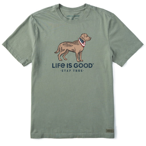 Life Is Good : Men's Stay True Dog Crusher Tee in Moss Green - Life Is Good : Men's Stay True Dog Crusher Tee in Moss Green
