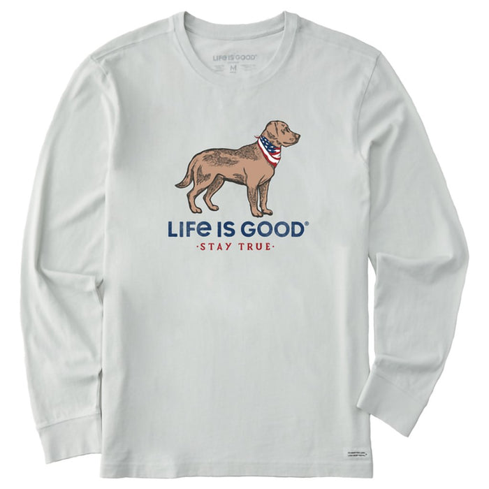 Life Is Good : Men's Stay True Dog Long Sleeve Crusher Tee in Fog Gray - Life Is Good : Men's Stay True Dog Long Sleeve Crusher Tee in Fog Gray