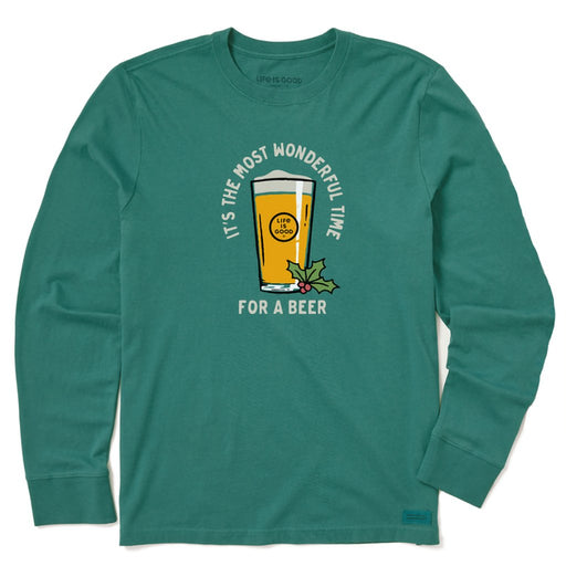 Life Is Good : Men's Time for a Beer Long Sleeve Crusher Tee - Life Is Good : Men's Time for a Beer Long Sleeve Crusher Tee