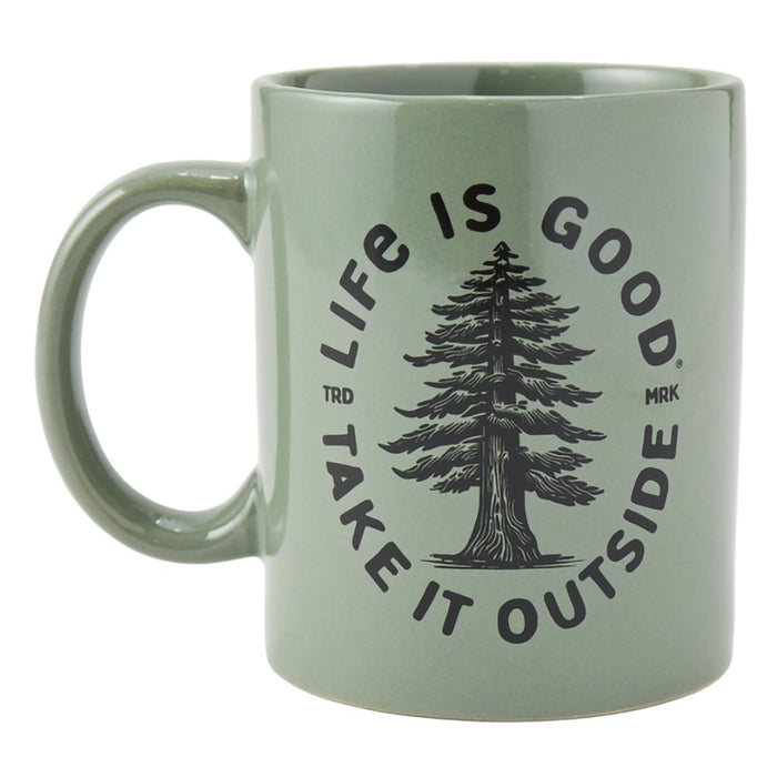 Life Is Good : Take it Easy Woodcut Pine Jake's Mug in Moss Green - Life Is Good : Take it Easy Woodcut Pine Jake's Mug in Moss Green