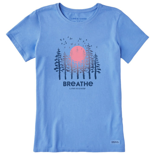 Life Is Good : Women's Breathe Forest Crusher-LITE Tee in Cornflower Blue - Life Is Good : Women's Breathe Forest Crusher-LITE Tee in Cornflower Blue