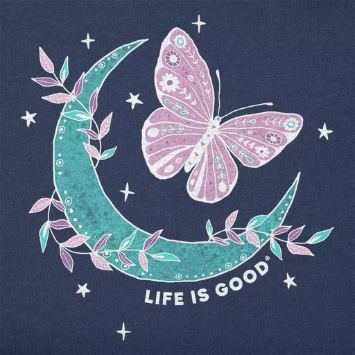 Life Is Good : Women's Celestial Butterfly Moon Crusher Vee - Darkest Blu - Life Is Good : Women's Celestial Butterfly Moon Crusher Vee - Darkest Blu