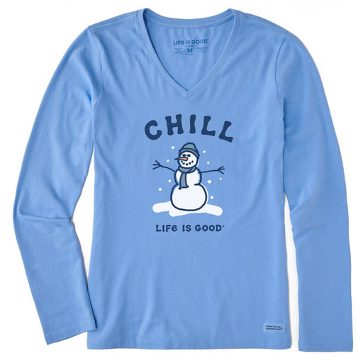 Life Is Good : Women's Chill Snowman Long Sleeve Crusher Vee - Life Is Good : Women's Chill Snowman Long Sleeve Crusher Vee