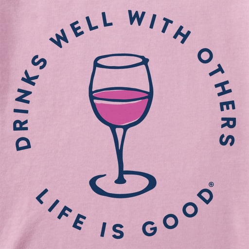 Life Is Good : Women's Drinks Well with Others Wine - Long sleeve LITE Crusher V - Neck in Violet Purple - Life Is Good : Women's Drinks Well with Others Wine - Long sleeve LITE Crusher V - Neck in Violet Purple