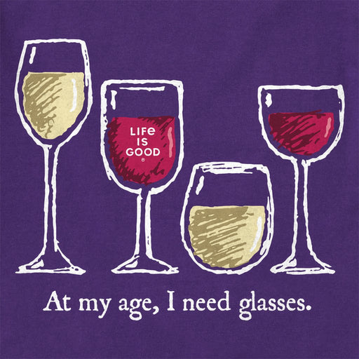 Life Is Good : Women's I Need Wine Glasses - Crusher V - Neck in Deep Purple - Life Is Good : Women's I Need Wine Glasses - Crusher V - Neck in Deep Purple