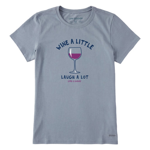 Life Is Good : Women's Laugh a Lot Crusher-LITE Tee in Stone Blue - Life Is Good : Women's Laugh a Lot Crusher-LITE Tee in Stone Blue