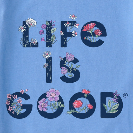 Life Is Good : Women's LIG Stack Flowers Crusher-LITE Tee in Cornflower Blue - Life Is Good : Women's LIG Stack Flowers Crusher-LITE Tee in Cornflower Blue