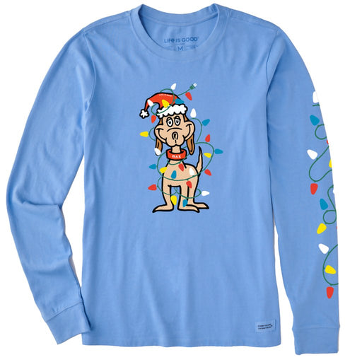 Life Is Good : Women's Max Merry Woofmas - Long Sleeve Crusher Tee - Life Is Good : Women's Max Merry Woofmas - Long Sleeve Crusher Tee