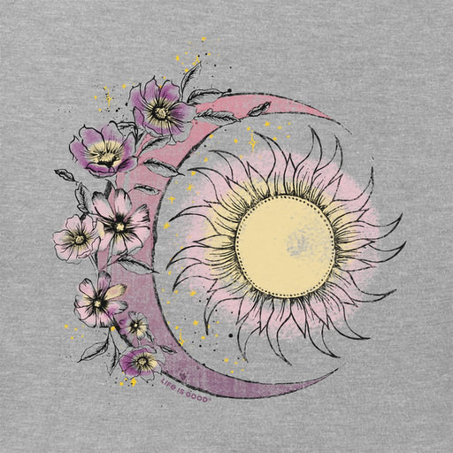 Life Is Good : Women's Moon Flower - Long Sleeve Crusher T-Shirt in Heather Gray - Life Is Good : Women's Moon Flower - Long Sleeve Crusher T-Shirt in Heather Gray