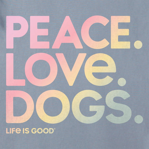 Life Is Good : Women's Peace Love Dogs - Long sleeve LITE Crusher V - Neck in Stone Blue - Life Is Good : Women's Peace Love Dogs - Long sleeve LITE Crusher V - Neck in Stone Blue