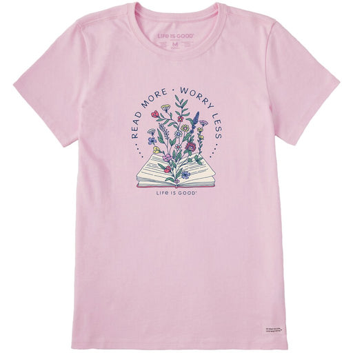 Life Is Good : Women's Read More Flower Book - Crusher T-Shirt - Life Is Good : Women's Read More Flower Book - Crusher T-Shirt