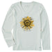 Life Is Good : Women's Scribbled Sunflower - Long sleeve Crusher V - Neck in Fog Gray - Life Is Good : Women's Scribbled Sunflower - Long sleeve Crusher V - Neck in Fog Gray