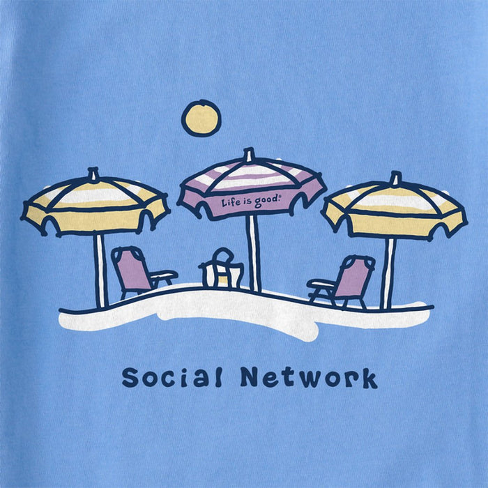 Life Is Good : Women's Social Network Umbrellas Crusher-LITE Tee in Cornflower Blue - Life Is Good : Women's Social Network Umbrellas Crusher-LITE Tee in Cornflower Blue