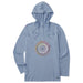 Life Is Good : Women's Tie Dye Butterfly Daisy Mandala - Long Sleeve Crusher - LITE Hooded T-Shirt in Stone Blue - Life Is Good : Women's Tie Dye Butterfly Daisy Mandala - Long Sleeve Crusher - LITE Hooded T-Shirt in Stone Blue