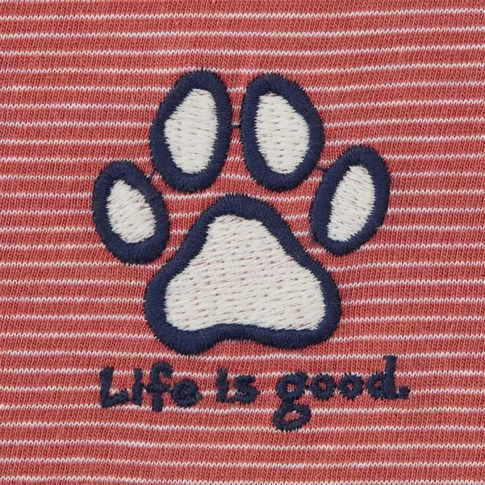 Life Is Good : Women's Vintage Paw Print Striped - Crusher - Lite Hooded - Life Is Good : Women's Vintage Paw Print Striped - Crusher - Lite Hooded