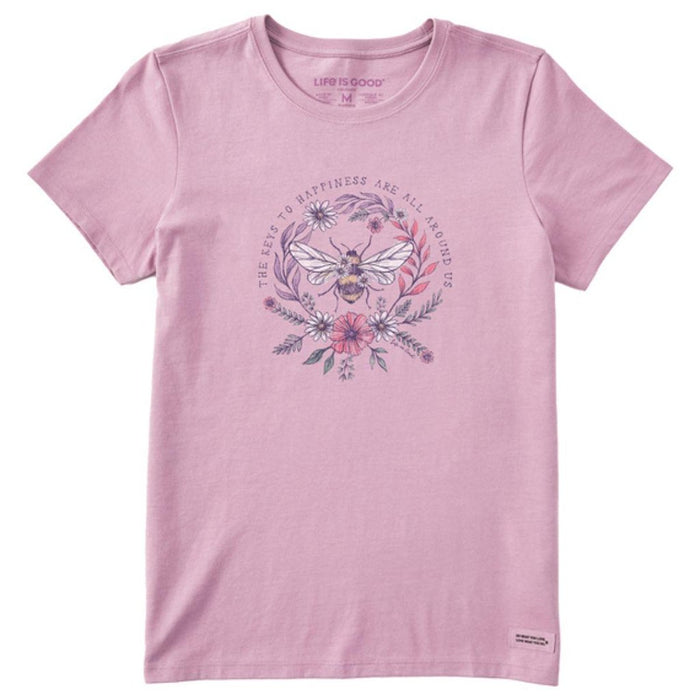 Life Is Good : Women's Washy Dreamy Bee Happiness All Around Short Sleeve Tee - Life Is Good : Women's Washy Dreamy Bee Happiness All Around Short Sleeve Tee